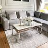 Coffee table in New York style and glamour stainless steel marble OSKAR SILVER