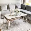 Coffee table in New York style and glamour stainless steel marble OSKAR SILVER