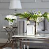 Glamor side table, white marble bedside table ALICE SILVER
