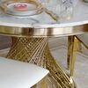 Designerski stół ANTONIO 130 cm stal okrągła do jadalni z blatem z białego, czarnego marmuru, nowoczesny glamour złoty