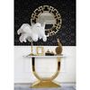 Glamor console in a modern style, with a white marble top, ART DECO gold