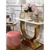 Glamor console in a modern style, with a white marble top, ART DECO gold