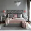 A glamor upholstered quilted bed modern New York style gray SPECTRE