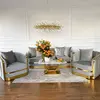 MADONNA elegant and modern grey gold glamour New York-style upholstered sofa for living room