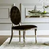 Glamour chair, upholstered quilted steel, for dining room black velour