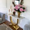 Glamor console in a modern style, with a white marble top, ART DECO gold
