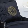 Decorative black velvet pillow with gold logo Medusa