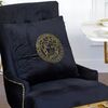 Decorative black velvet pillow with gold logo Medusa