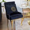Decorative black velvet pillow with gold logo Medusa