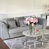 Coffee table modern silver glamour style with white stone top MARCO SILVER