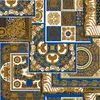 Luxurious Versace Découpage wallpaper with blue and gold squares
