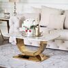 Glamor coffee table for the living room with a white marble top, gold ART DECO