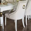 Krzesło glamour ekskluzywne do jadalni, pikowane, z kołatką, nowojorskie, drewniany stelaż, nowoczesne, złote PRINCE
