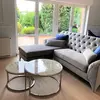 Coffee table modern silver glamour style with white stone top MARCO SILVER