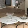 Coffee table modern silver glamour style with white stone top MARCO SILVER