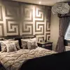Versace GREEK glamor wallpaper geometric Greek silver satin pattern