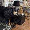 Glass bedside table Franco for the bedroom glamor black, gold OUTLET