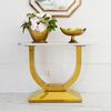 Glamor console in a modern style, with a white marble top, ART DECO gold
