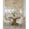 Designerski stół ANTONIO 130 cm stal okrągła do jadalni z blatem z białego, czarnego marmuru, nowoczesny glamour złoty