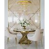 Designerski stół ANTONIO 130 cm stal okrągła do jadalni z blatem z białego, czarnego marmuru, nowoczesny glamour złoty