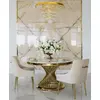 Stół designerski nowoczesny okrągły do jadalni z blatem  biały, czarny marmur lub Patagonia,  złoty 130 cm ANTONIO