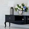 Stylish cabinet, TV table, glossy chest of drawers, bent legs black ELENA GLAMOR