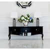Stylish cabinet, TV table, glossy chest of drawers, bent legs black ELENA GLAMOR