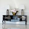 Stylish cabinet, TV table, glossy chest of drawers, bent legs black ELENA GLAMOR