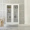 Glass showcase for the living room, white, bent glossy legs ELENA GLAMOR