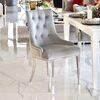 Silver gray upholstered chair on steel straight legs MADAME