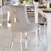 Silver gray upholstered chair on steel straight legs MADAME