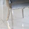Silver gray upholstered chair on steel straight legs MADAME