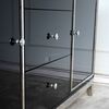 A glamor lacquered wooden chest of drawers with steel legs, black modern Lorenzo L Silver OUTLET