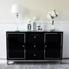 A glamor lacquered wooden chest of drawers with steel legs, black modern Lorenzo L Silver OUTLET