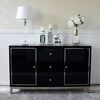 A glamor lacquered wooden chest of drawers with steel legs, black modern Lorenzo L Silver OUTLET