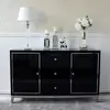 A glamor lacquered wooden chest of drawers with steel legs, black modern Lorenzo L Silver OUTLET