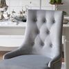 Silver gray upholstered chair on steel straight legs MADAME