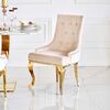 Gold upholstered chair on bent steel legs, beige MADAME