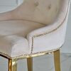 Gold upholstered chair on steel straight legs, beige MADAME