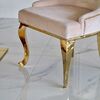 Gold upholstered chair on bent steel legs, beige MADAME