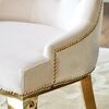 Gold upholstered chair on steel straight legs, beige MADAME