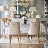 Gold upholstered chair on steel straight legs, beige MADAME