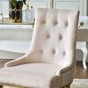 Gold upholstered chair on bent steel legs, beige MADAME