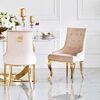 Gold upholstered chair on bent steel legs, beige MADAME