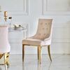 Gold upholstered chair on steel straight legs, beige MADAME