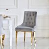 Gold upholstered chair on steel straight legs grey MADAME