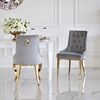 Gold upholstered chair on steel straight legs grey MADAME