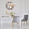 Gold upholstered chair on steel straight legs grey MADAME