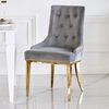 Gold upholstered chair on steel straight legs grey MADAME