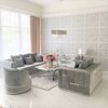 Modern 2 seater sofa upholstered in silver, gray velvet EMPORIO